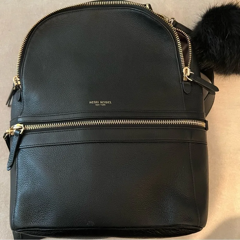 Henri Bendel Soho Backpack - Black - with Pom